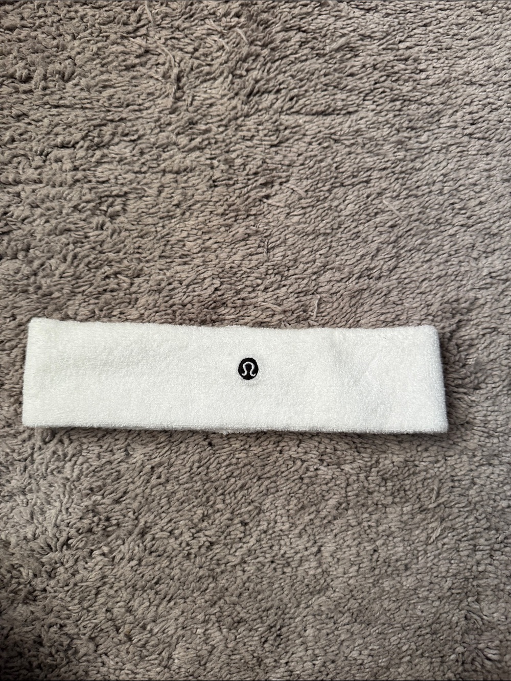 lululemon athletica White Terry Headband with Black Logo
